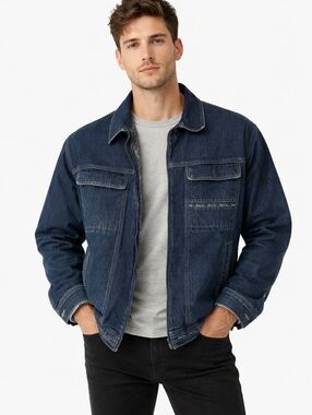 Pelle Pelle ($400) Mens Dark Wash Denim Jacket Quilted Lined Streetwear Coat